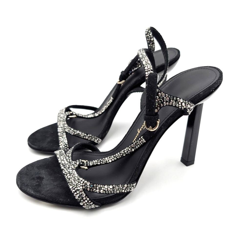 Salvatore Ferragamo Jole X5 Crystal Embellished Heel Women Black Size US6.5 EU37